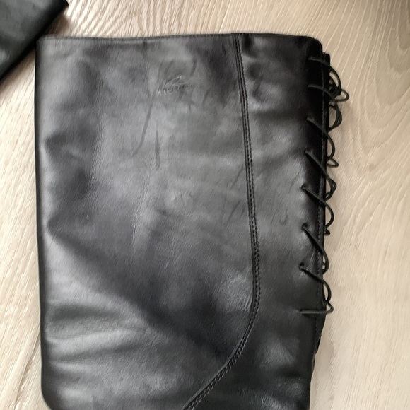 Size 9 1/2 B.Regence Black Leather Boots Made In‎ Canada lace up wide zipper - Picture 5 of 16